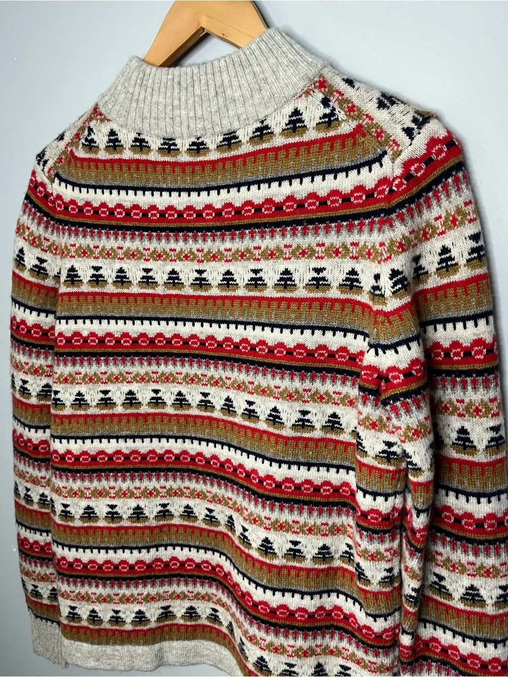 J. Crew Fair Isle Mockneck Lambswool Blend Sweater Size Medium